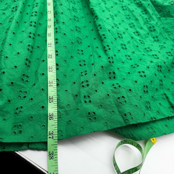 J. Crew Kelly Green Cotton Button Eyelet Sleeveless Midi Dress w/Pockets Medium - Picture 8 of 12